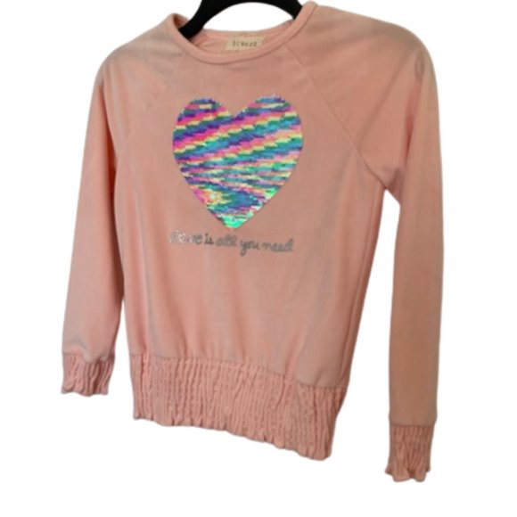 Girl's Long Sleeve Fleece Top with Heart Shaped Flip Sequins. Pink. NWT. Size 10 - Picture 8 of 8